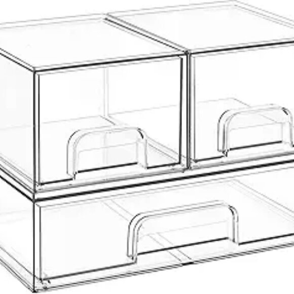 Clear Stackable Storage Drawers Set Makeup Organizer Bathroom Cabinet Bins - Picture 7 of 7